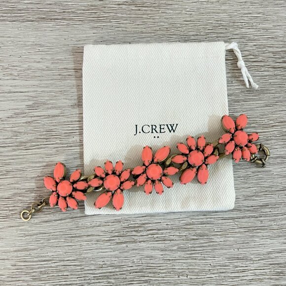 J. Crew Bracelet Statement Coral Gold Flower with Pouch - Picture 8 of 8
